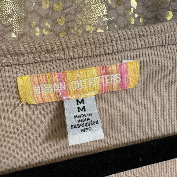 Urban Outfitters Leona Lace Tan Brown Hook Eye Boho Long Sleeve Cropped Medium - Picture 3 of 10